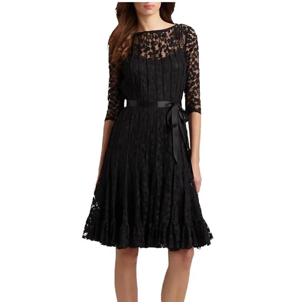 Teri Jon by Rickie Freeman Lace Pintuck Dress size 14